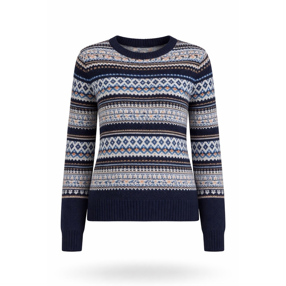 EDC Esprit‎ Y2K Fair Isle Nordic Sweater Womens L Blue Cozy Winter Retro